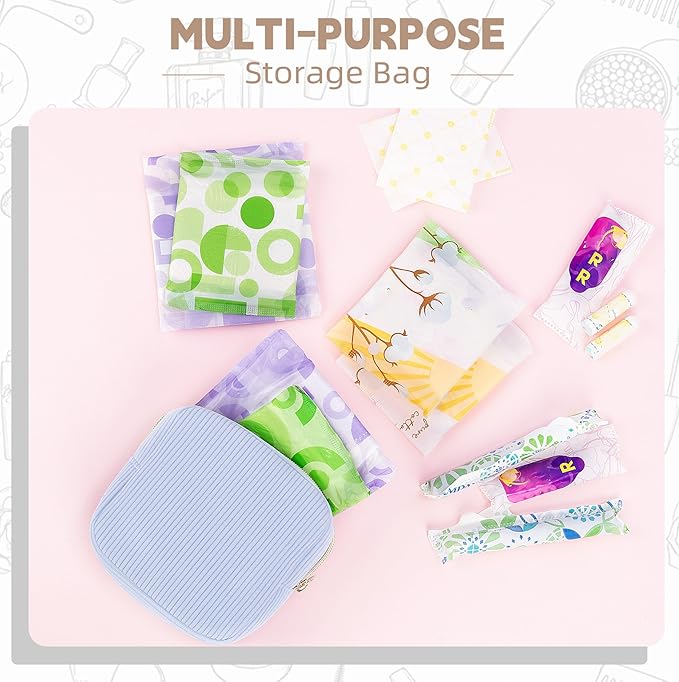 Period Bag for Teen Girls, Corduroy Sanitary Napkin Storage Bag, Menstrual Pad Pouches Tampon Holder for Purse