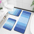 OLANLY Bathroom Rugs Sets 3 Piece, Soft Absorbent Microfiber Bath Mats and U-Shaped Contour Toilet Rug, Plush Shaggy Bath Mat Set for Bathroom (47"x20"+24"x16"+24"x20", Light Royal Blue)