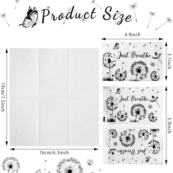 Geyee 50 Packs Tissue Travel Size Facial Paper Napkins Travel Packs Disposable Pocket Tissues for Wedding Guest Traveling School Purse Home Supplies, 500 Sheets 3 Ply(Dandelion)