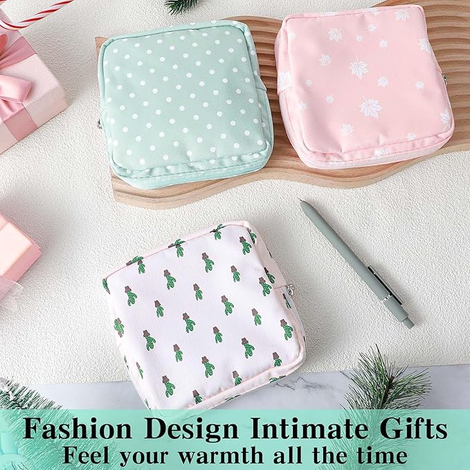 3 PCS Sanitary Pad Storage Bag Portable Period Bag for Teen Pads/Sanitary Napkins/Tampons, Sanitary Napkin Storage Bag First Period Gifts for School, Daily Hygiene Bag Travel Containers