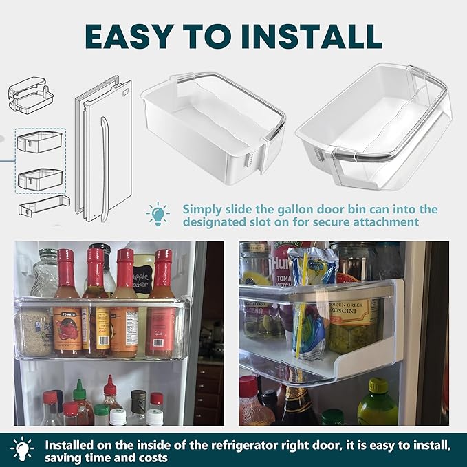 AAP73252202 AAP73252209 Refrigerator Right Door Bin Fit for Ken-more Elite L-G Refrigerator Door Shelf Bin Replace AAP73252204 AAP73252206 AAP73252211 by Fetechmate - ABS Replacement Door Shelves