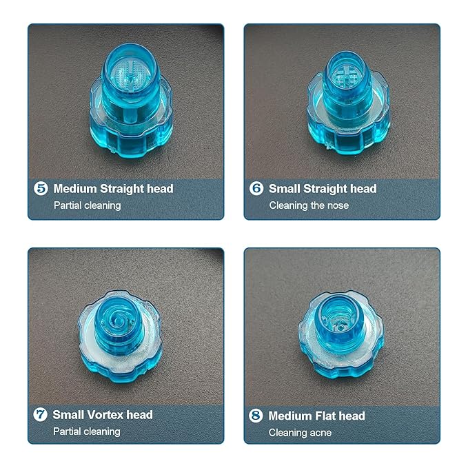 Elitzia Plastic Microderma Heads Facial Aqua Peel Tips Water Peeling Caps Facial Care Skin Cleaning Tool Beauty Machine Replacement Spare Parts 8pcs Per Set （Capri Blue）