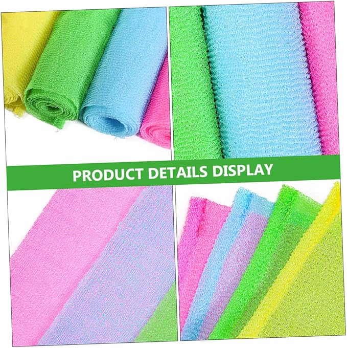 4pcs Back Scrubber Strap Gentle Exfoliating Bathing Washer for Men Women Comfortable Flexible Design for for All Ages Colors