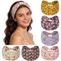 Wide Headbands for Women Knotted No Slip Hairbands Soft Turban Headband Hair Accessories Boho African Head Wrapst Yoga Workout (Floral purple)