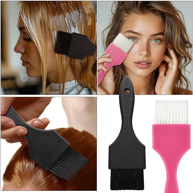 Hair Dye Brush Set – 2 PCS, Balayage & Tint Application Brushes, Ergonomic Handles for Easy Hair Dyeing and Blending, Black & Pink Brushes