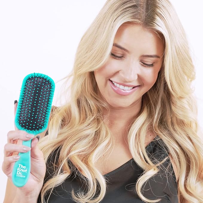 The Knot Dr. hair brush by Conair - Detangling hair brush - Removes Knots and Tangles in wet or dry hair - detangler brush - Blue