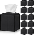 Honeydak 10 Pcs Tissue Box Cover Square Modern PU Leather Tissue Box Holder Decorative Organizer Container for Bathroom Vanity Countertop, Night Stands, Office Desk Car Supply 5.3"x5.3"x5.3"(Black)