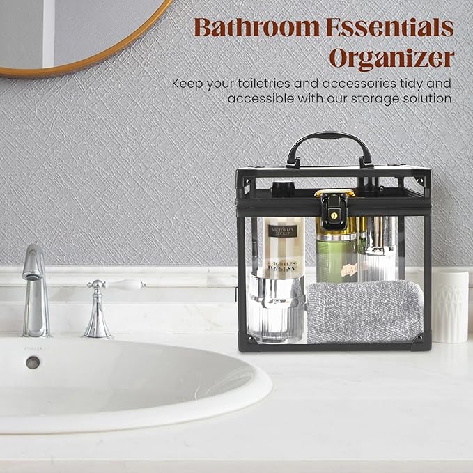 Crown Box 7.9 x 6.7 x 7.5inch, Clear Makeup Case,Cosmetic Organizer, Large Capacity Transparent Acrylic Artists Display Case for Vanity,Bathroom Counter or Dresser