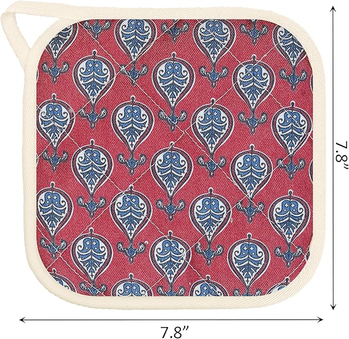 6 Pack Pot Holders 100% Cotton Heat Resistant Potholder, Machine Washable Pot Holder, Hot Pads, Table Pads for Cooking Baking (O)
