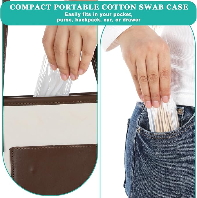 2PCS Cotton Swab Holder for Travel, Floss Picks Case, Portable Small Dental Floss Holders, Cotton Swab Boxs Travel Storage Case, Dental Toothpick Holder for Cottons Buds Hair Ties Flosss