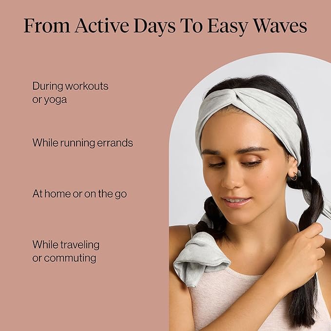 Kitsch Set & Flow Active Heatless Curling Headband For Women – Achieves Heatless Curls Overnight, No Heat Damage | Heatless Curlers with Flexible Fit | Great During Gym, Travel - Heather Gray, 1pc
