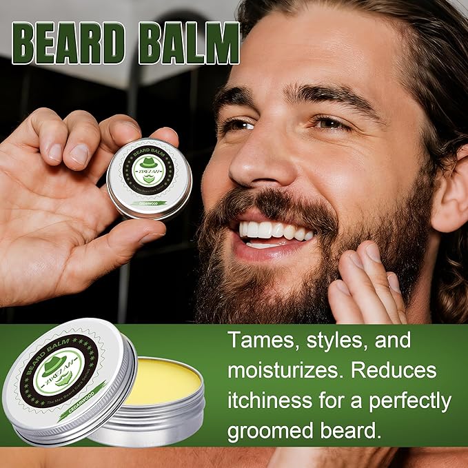 Dad Husband Christmas Gifts,XIKEZAN Beard Kit for Men Grooming with Cedarwood Wash,Conditioner,Oil,Balm,Brush,Comb,Scissors,Anniversary Valentines Birthday Fathers Gift Ideas for Men Grandpa Boyfriend