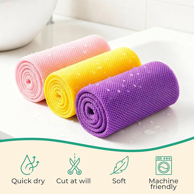 AURAE African Net Sponge – 6-Pack Exfoliating Body Scrubbers, Quick-Drying, Multi-Color
