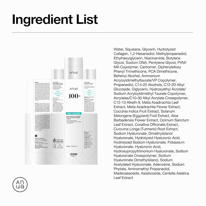 Anua PDRN Hyaluronic Acid 100 Moisturizing Cream, Lightweight, Non-Greasy Hydrating Face Moisturizer with Salmon DNA for Glass Skin, Korean Skincare (2.02 fl oz)