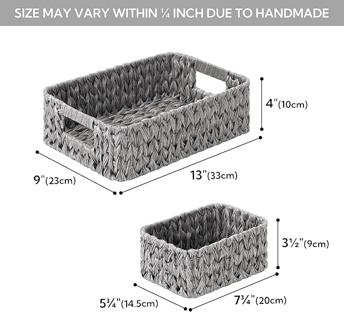 GRANNY SAYS Wicker Storage Baskets for Shelves, Wicker Baskets for Organizing, Small Baskets for Vanity, 3 Pack