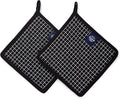Encasa XO 8 inches Oven Microwave Potholders (2 pc Set) for Kitchen Cooking & Baking - Heat Resistant, Thick & Safe, Protection of Hands from Hot Utensils - Butcher Checks Black