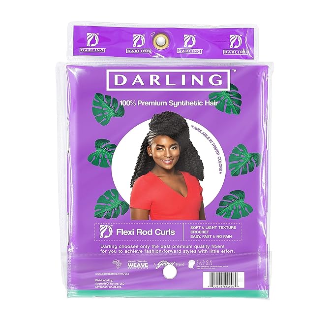 Darling Flexi Rod Curls 6X Crochet Hair Extensions, (3 packs of 2x per pack), Natural & Soft Texture, Fluffy Wand Curl, 14 Inch, #1B