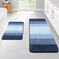 OLANLY Bathroom Rug Set 2 Piece, Soft Absorbent Microfiber Bath Rug Set, Non-Slip, Machine Wash Dry, Plush Shaggy Bath Mats for Bathroom (47"x20"+24"x16", Navy)