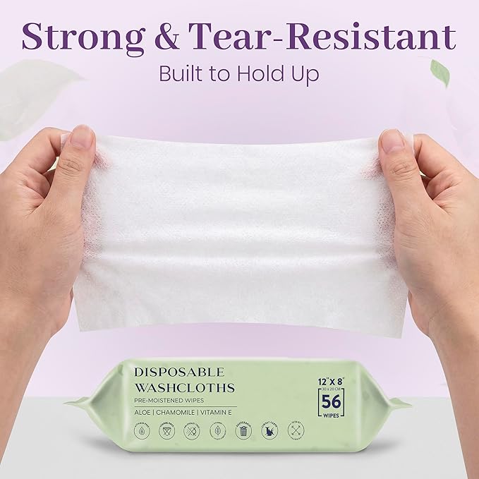 X Large Wet Wipes for Adults - 2 Packs of 56 [112 Count] Disposable Incontinence Wipes, 12" x 8" Adult Wipes for Elderly - Personal Body Wipes for Women and Men, Pre Moistened Adult Washcloths