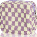Sanitary Napkin Storage Bag, Menstrual Pad Zipper Bag Checkered Portable Period Bag Panty Liners, Tampon Storage Pouch for Women Ladies Daily Use Storage Purse Travel