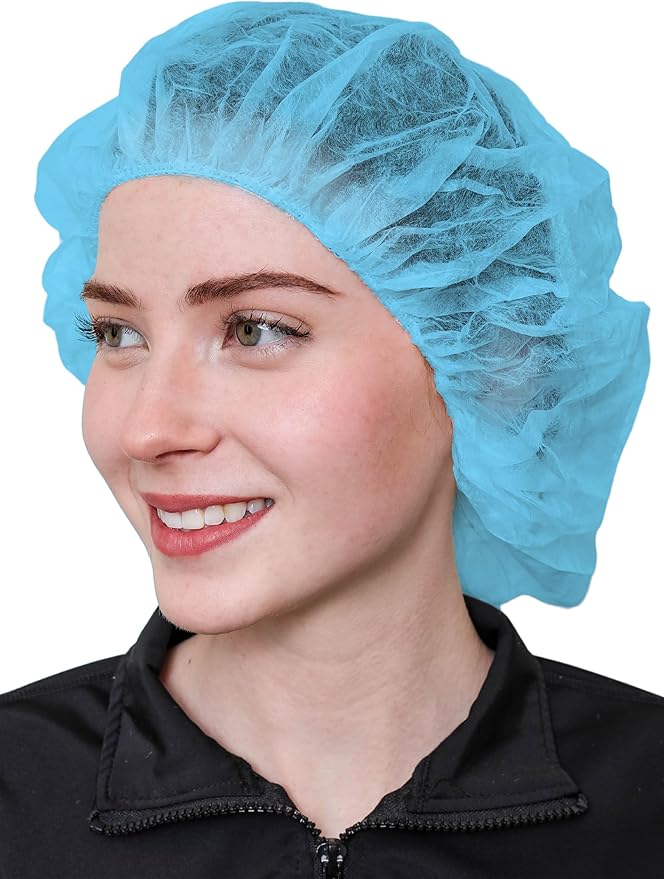 Unisex Polypropylene Bouffant Caps [100 | 1000 | BLACK | WHITE | BLUE | RED |ORANGE | GREEN | 21" | 24" | 28"]