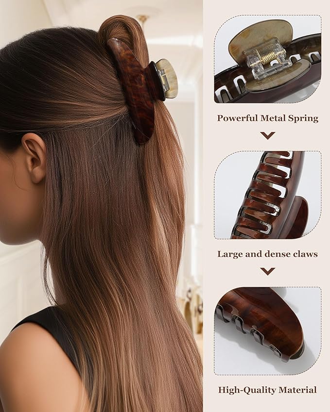 Molans 3PCS Hair Claw Clips Acrylic Clamps for women - Non-slip Strong Hold Barrettes for Thin Thick Hair, Medium hair clips Accessories