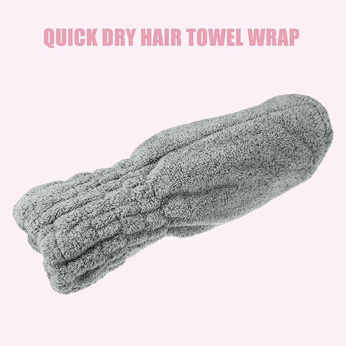 VOCOSTE Charcoal Fiber Hair Drying Towel Dry Cap, Lightweight Strong Absorbent, for After Bath Drying Hair, Gray