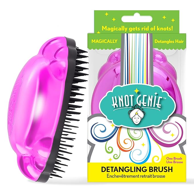 Knot Genie Detangling Hair Brush for Kids (Peaceful Purple) | Original Size | Perfect Detangling Brush for Curly Hair, Gently Separate Tangles, Leaves Hair Smooth and Shiny