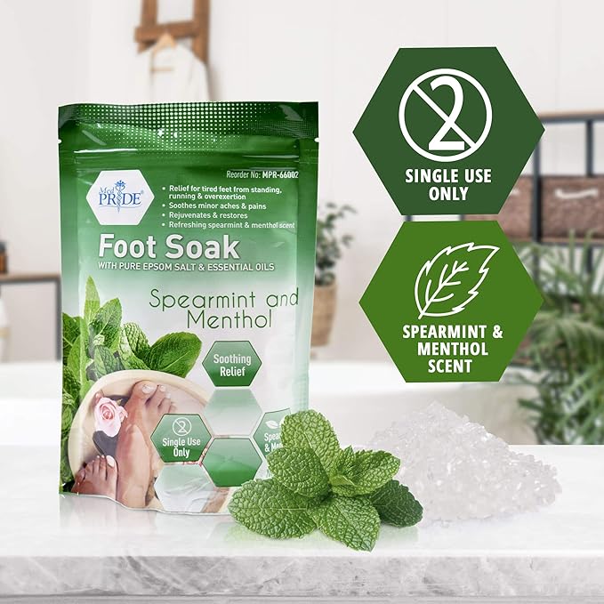 MED PRIDE Menthol Epsom Bath Salts for Pain Relief, Soothing Muscle Recovery & Relaxation with Essential Oils (Foot Soak 19.2 Ounce (Pack of 1))