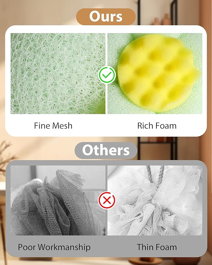 2026 Upgrade 4 Pcs Super Soft Flower-Shaped Suction Cup Bath Sponge, Upgraded 2-in-1 Flower-Shaped Ball Exfoliating Bath loofah Cleaning Brush, Mesh Shower Body Sponge for Shower