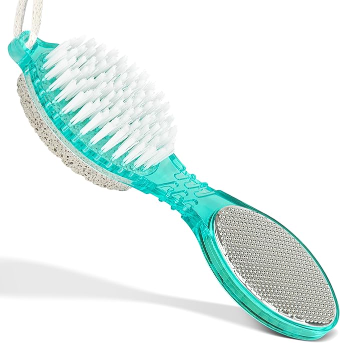 DecorRack (4 in 1) Pedicure Paddle Kit Tool with Pumice Stone for Feet, Foot Hand Toe Nail Cleaning Brush, Metal File and Emery Board, Manicure Foot Rasp Callus Remover Pedi Set (Green, 1 Pack)