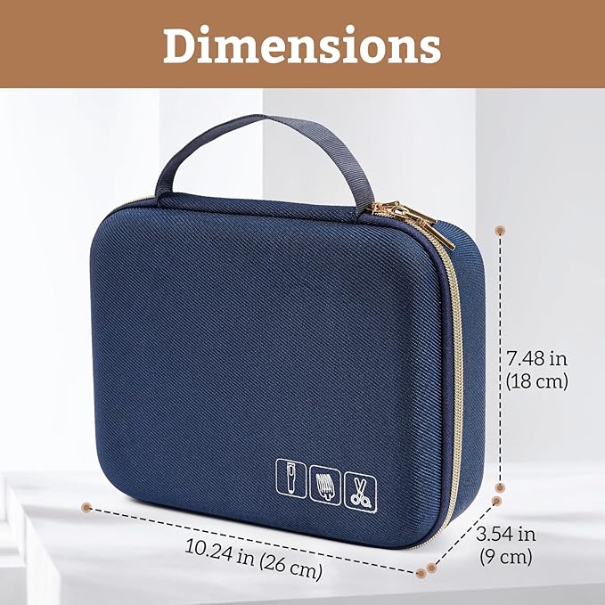 ProCase Hard Travel Case for Hair Clippers, Hair Cutting Barber Supplies Holder, Trimmer Organizer Storage Bag for Hatteker/Oneisal/Wahl 7Star/Andis Men Razor Guard Grooming Kits -Navy