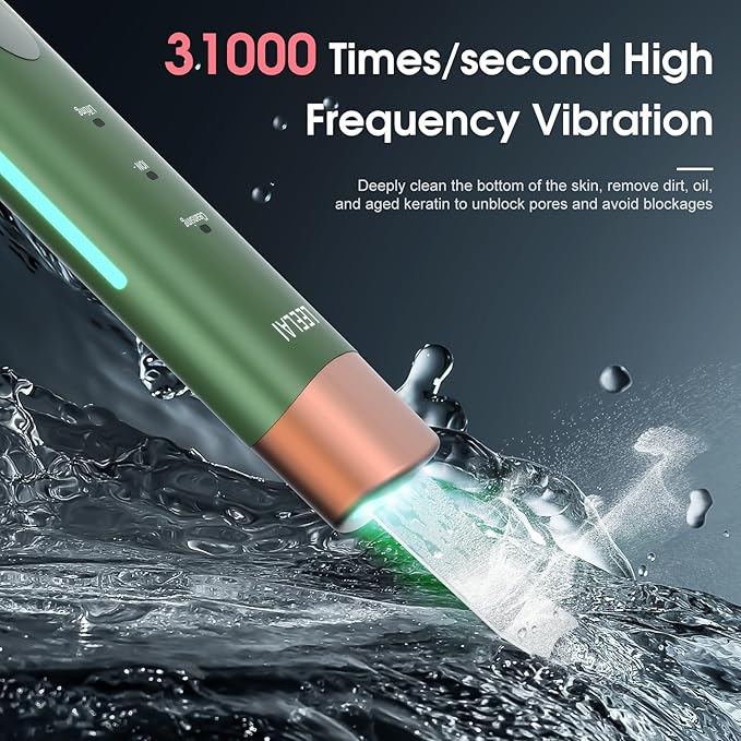 Face Spatula Skin Scrubber Professional Waterproof Facial Scraper for Pore Cleansing Blackhead Removal and Exfoliation, Durable Metal Body-3 Modes(Green)