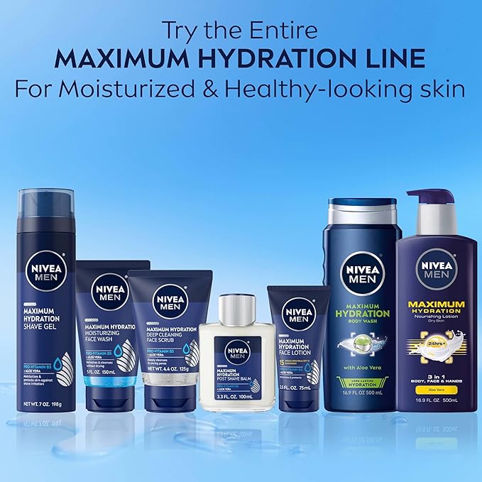 Nivea Men Maximum Hydration Moisturizing Face Wash with Aloe Vera, 5 Fl Oz Tube (Pack of 2)