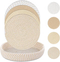 SHACOS 8 Inches Trivets for Hot Dishes, 4 Pieces Cotton Trivets Mats for Kitchen with Storage Basket, Hot Pads for Countertops and Table, Heat-Resistant Pot Holders for Hot Pots and Pans