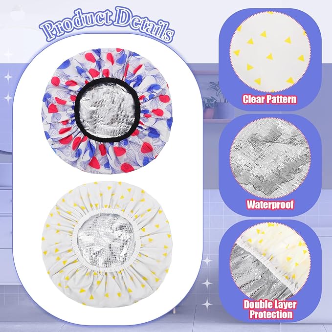 2 Pcs Deep Conditioning Cap, Double Layer Heat Cap Steam Cap Processing Caps Shower Cap for Natural Hair Deep Conditioning