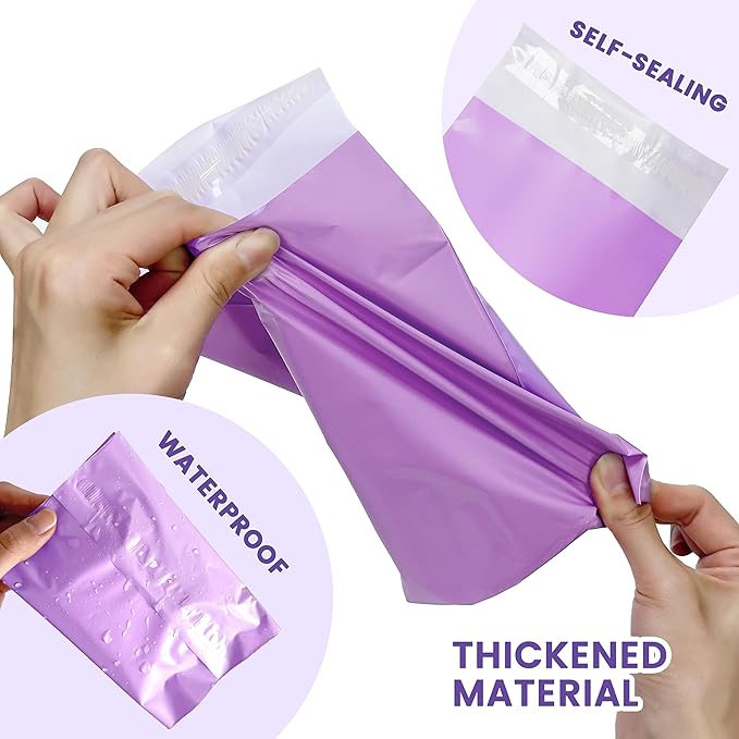 Disposable Sanitary Bags, 300 Pcs, Purple, Self-sealing, Odor-proof, Rectangular, Plastic, 10" x 6" Bags for Feminine Hygiene, Personal Waste, or Pet Waste