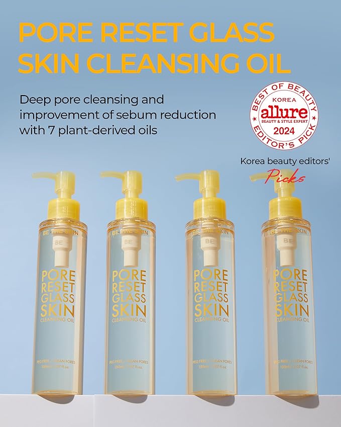 BE THE SKIN Glass Skin Cleansing Oil - 7 Plant Oils + Centella Exosomes & Squalane, Melts Waterproof Makeup & Blackheads, Lightweight Fast-Emulsifying Formula for All Skin Types | 5.07 fl oz