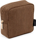 MAGEFY Small Makeup Bag for Purse Mini Cosmetics Bag Corduroy Cute Cosmetic Pouch for Women with Slip-in Pockets