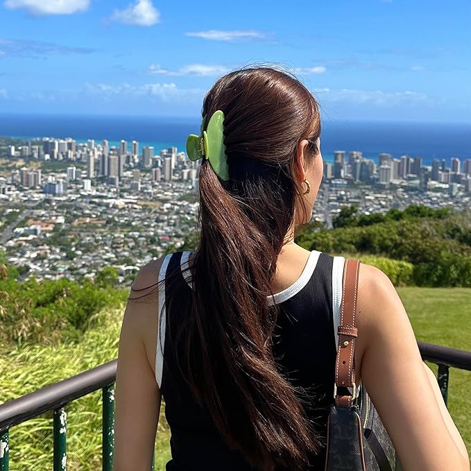 Luxury Green Claw Clip for Women | Our Acetate Green Hair Clip Feels Light, Looks Smooth and is Easy to Wear | Use for easy Half Ups with No Snagging and a Secure Grip in a Large Four Inch Size