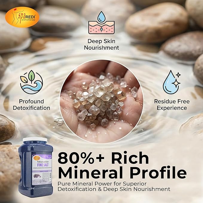 SPA REDI Foot Soak for Pedicure Preparation & Therapeutic Foot Treatment | Pure Mineral Power for Superior Detoxification & Deep Skin Nourishment | Luxurious Spa-Level Calm & Rejuvenation 128 Oz