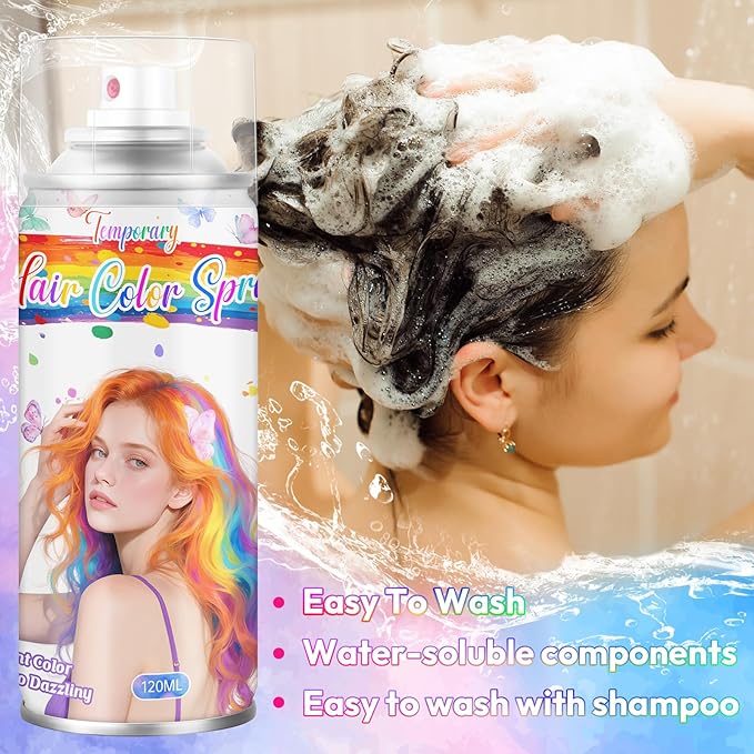 Black Temporary Hair Color Spray for Girls & Women- Washable Root Touch Up Hair Dye, Non-Sticky Hair Wax for Christmas,Parties (120ML, Black)