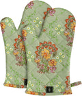 Oven Gloves Extra Long Cotton Cooking Gloves with Non-Slip Striped Baking Gloves for Cooking Baking Grilling - 2PCS