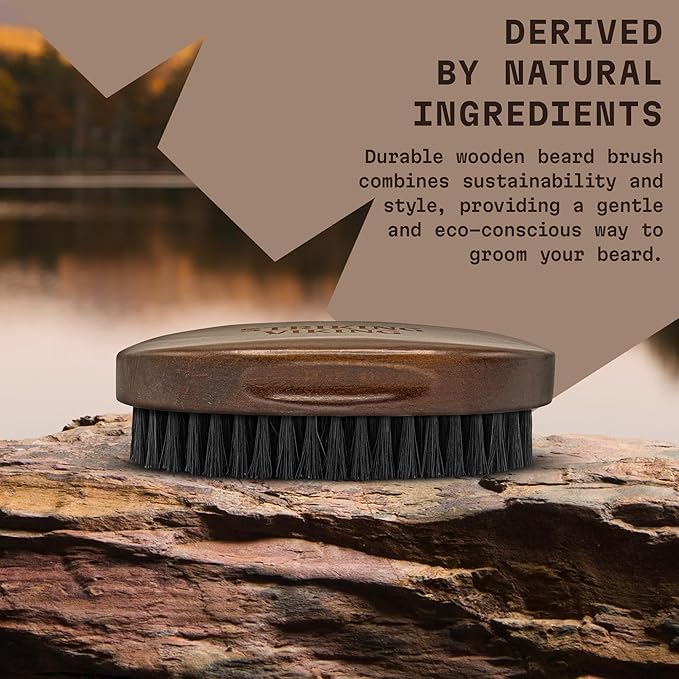 Striking Viking Beard Brush for Men - 4.3 in Beech Wood Handle, Brown - Boar Bristle Beard Brush & Grooming Comb - Travel Size Pocket Groomer