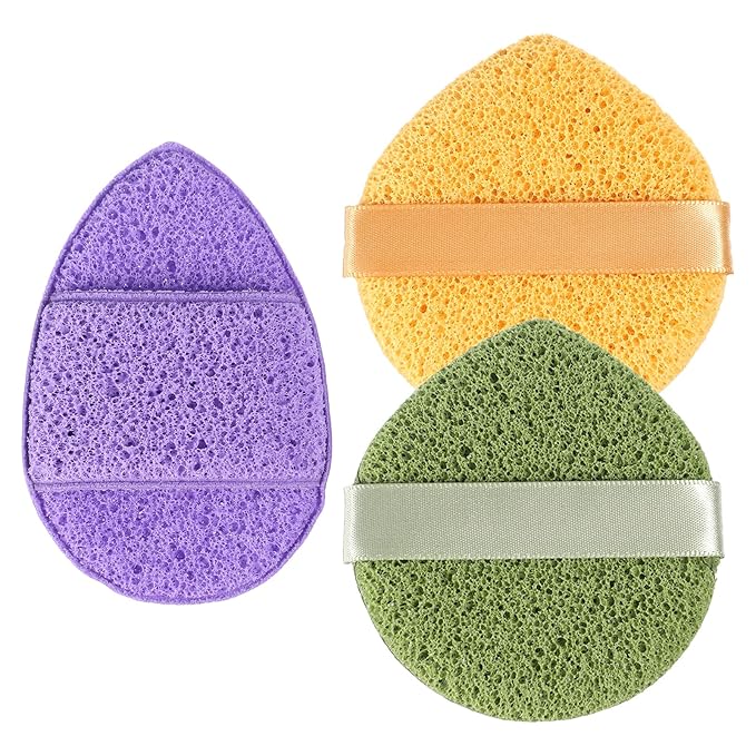 3 PCS Facial Sponges for Washing Face Reusable Soft Facial Sponges Exfoliating Sponge for Face Spong for Washing Makeup Removal, Travel Friendly Daily Cleansing Faces Scrubber