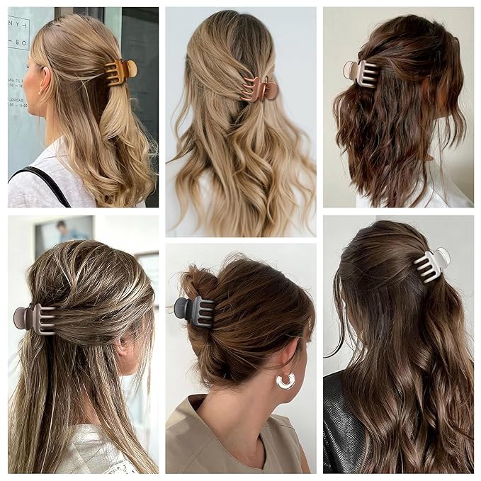 6 Pcs Hair Clips Small Claw Clips for Thin Hair Medium Matte Non-slip Hair Accessories for Women and Girls (Metallic Color)