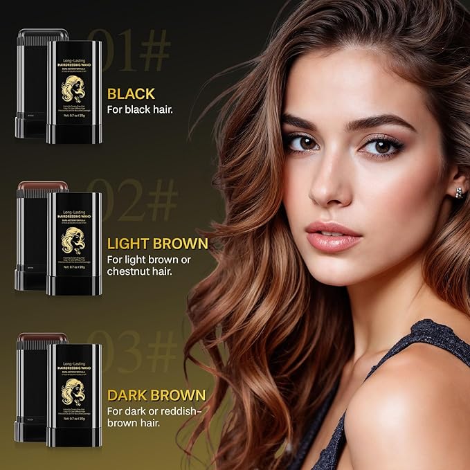 2 Pack Hair Dye Comb, Portable 2 in 1 Instant Dye Comb For Gray Hair Cover up, Waterproof and Sweat-Proof, Hair Color Concealer Stick for Women & Men (02 BLACK)