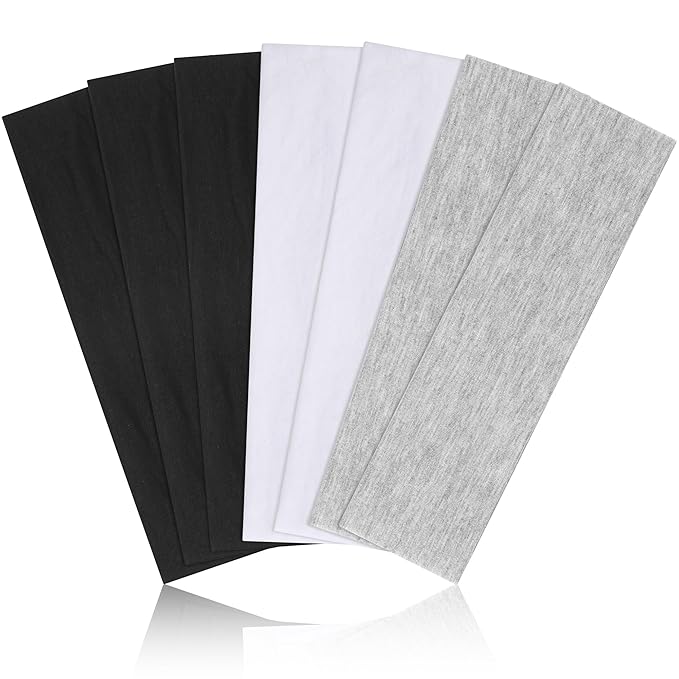 Headbands for Women, Stretchy Non Slip Soft Cotton Cloth Hair Bands for Sports, Workout, Yoga and Running, 7pcs