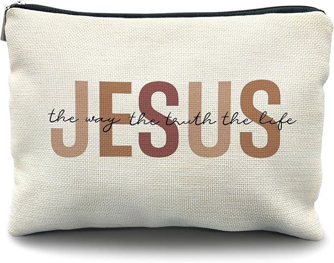 Bible Gift Makeup Bag for Women, Christian Jesus Cosmetic Pouch, Jesus Gifts for Women, Faith Based Gifts Zipper Pouch
