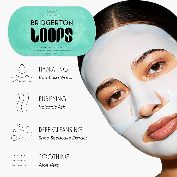 LOOPS Beauty Bridgerton™ NETFLIX Hydrated (Happily) Ever After Set-The Best Hydrogel Face Masks for Every Skin Moment Face Mask-2 Hydrating Masks -Clean Slate and Dew Cloud-All Skin Types,2pc